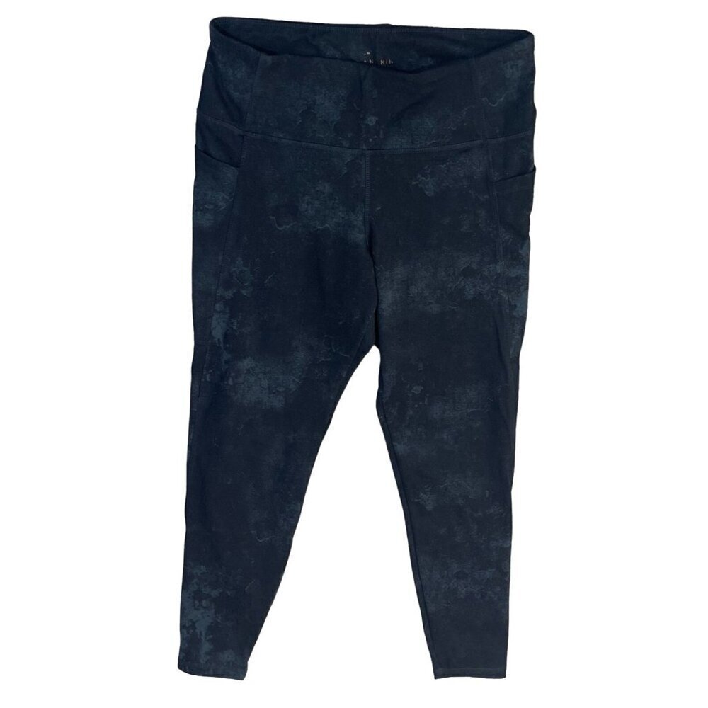 Danskin Women's Legging Athletic Tie Dye Black Gray Size L Large Pockets